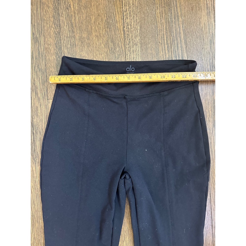 Alo Yoga Black Airbrush High Waist Front Slit Flare Leggings Size M RN87370 - Picture 5 of 7